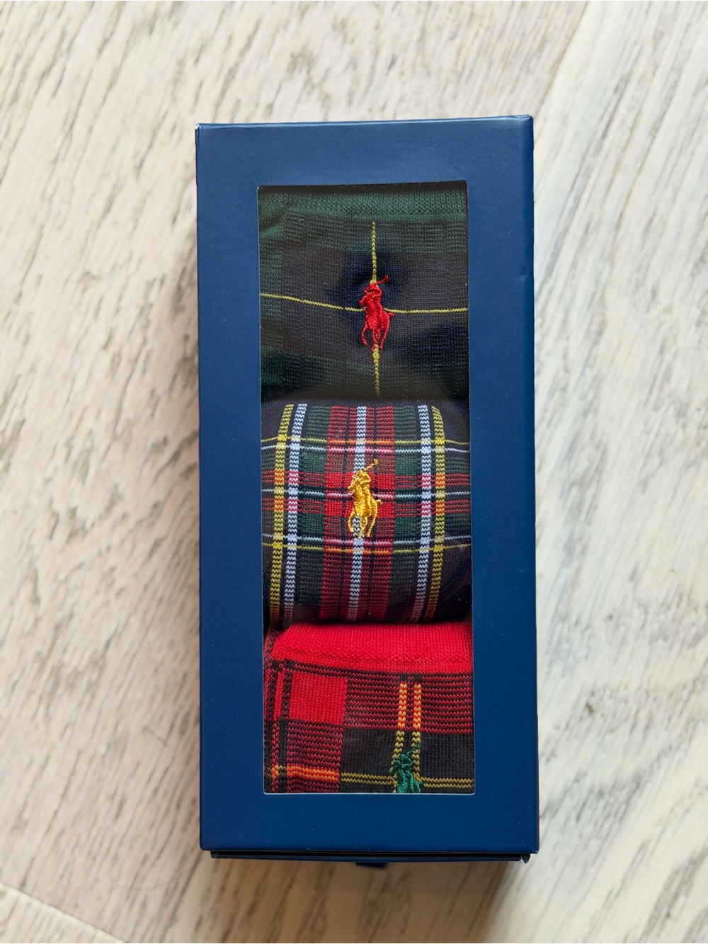 Polo by Ralph Lauren Red, Green, Yellow Plaid Dress Socks 3-Pack